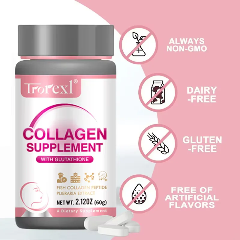 Collagen Supplement with Glutathione - Collagen Tablets for Hair, Skin, Nails, Joints Health, Liver Health - 60 Tablets