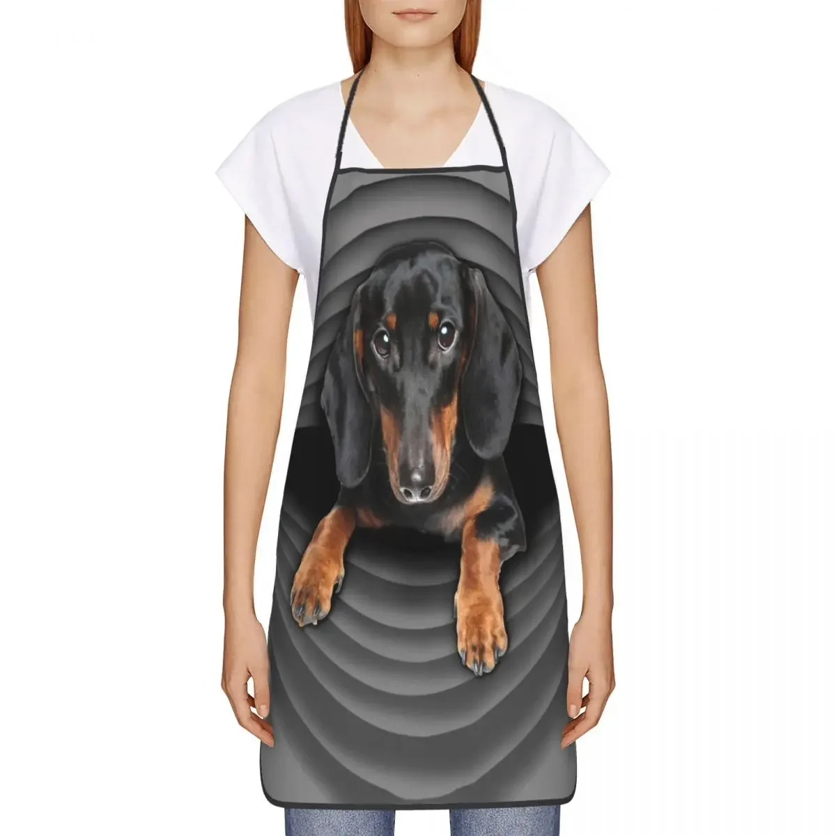 Custom Bib Dachshund Dog Apron Men Women Unisex Chef Cooking Kitchen Badger Sausage The Wiener Puppy Tablier Cuisine Baking