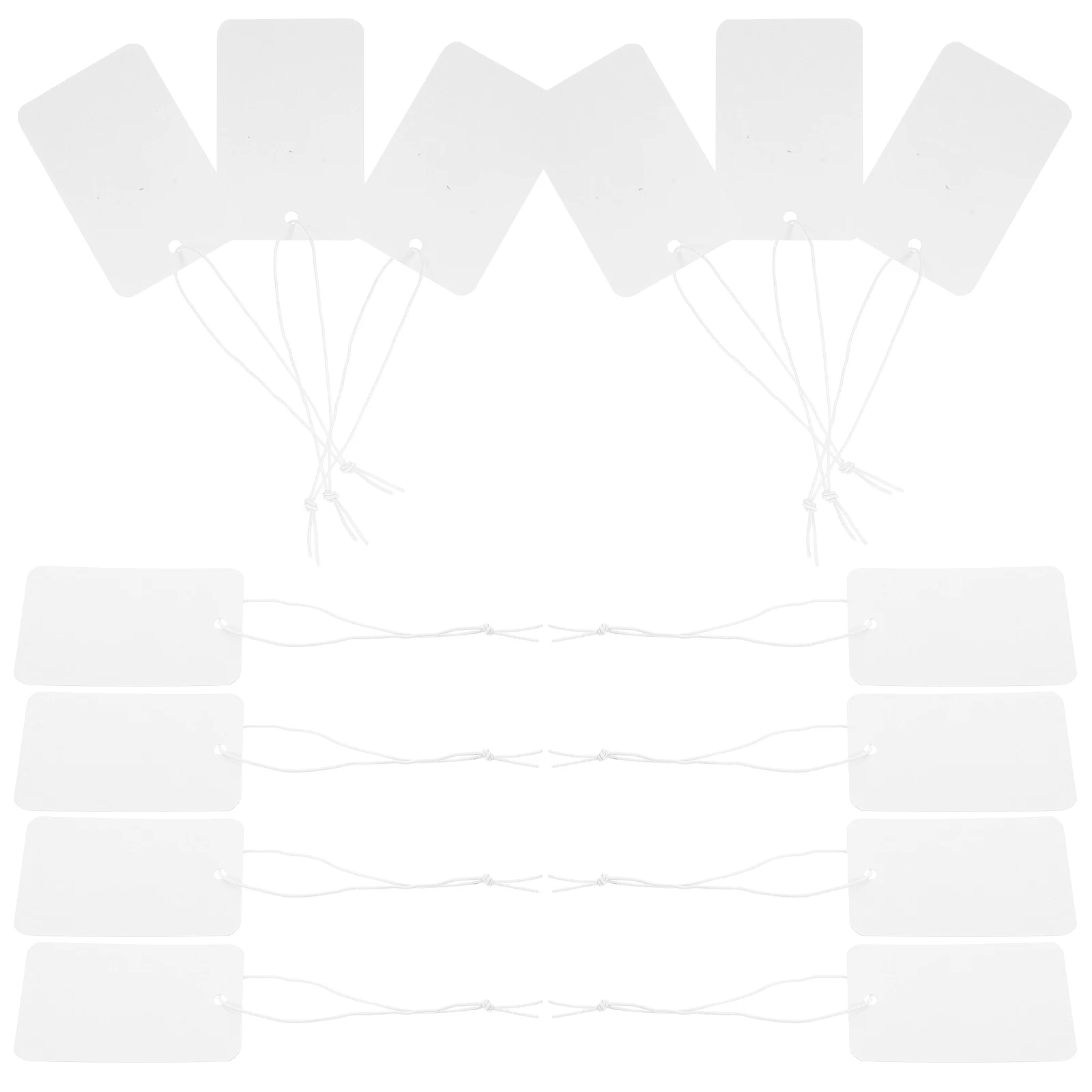 

100pcs Elastic Rope Tags Blank Gift Packaging Labels Handwritten Jewelry Hanging Accessories White Cards 4x6 Size