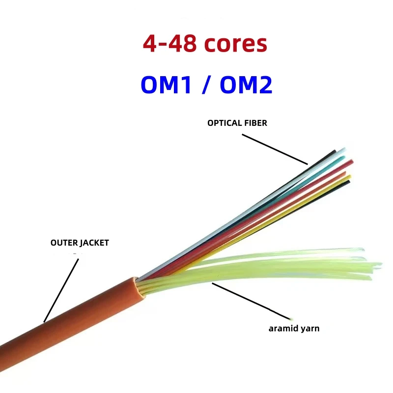 fiber optic cable bundle OM1 OM2 GJFJV 4/6/8/12/24/36/48 cores 100m multimode MM 50/125 62.5/125 4 fibers wire OS1 ELINK 100Mtr