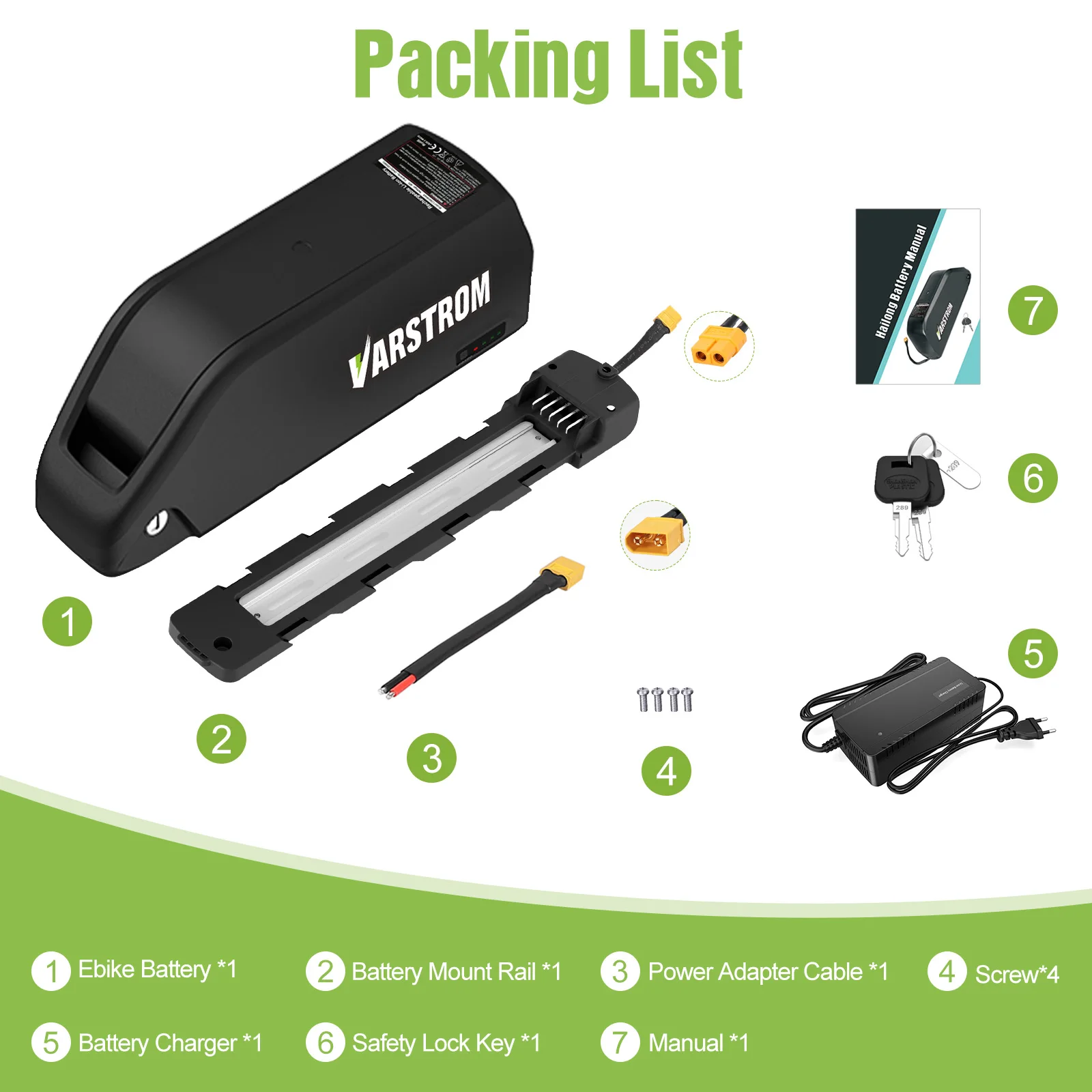 Varstrom Ebike Battery 48V 25AH 52V 20AH 40A BMS for 500W 1000W 2000W Motor 21700 2026 NEW Downtube Lithium Cell Original Pack view 6
