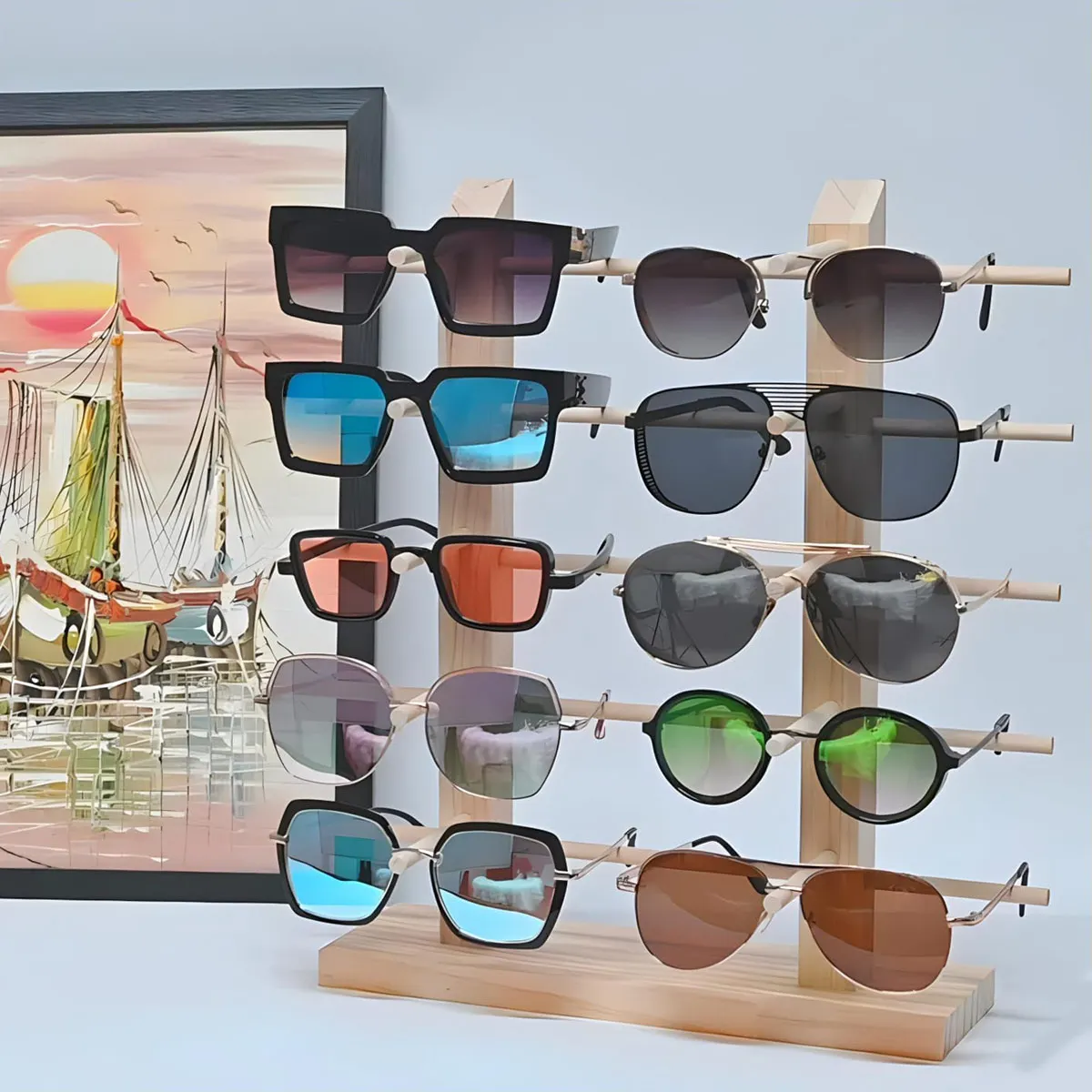 1pc Wooden Sunglasses Frame, Glasses Storage Rack, Multi-Layer Display Rack on Store Counters, Detachable Storage Rack