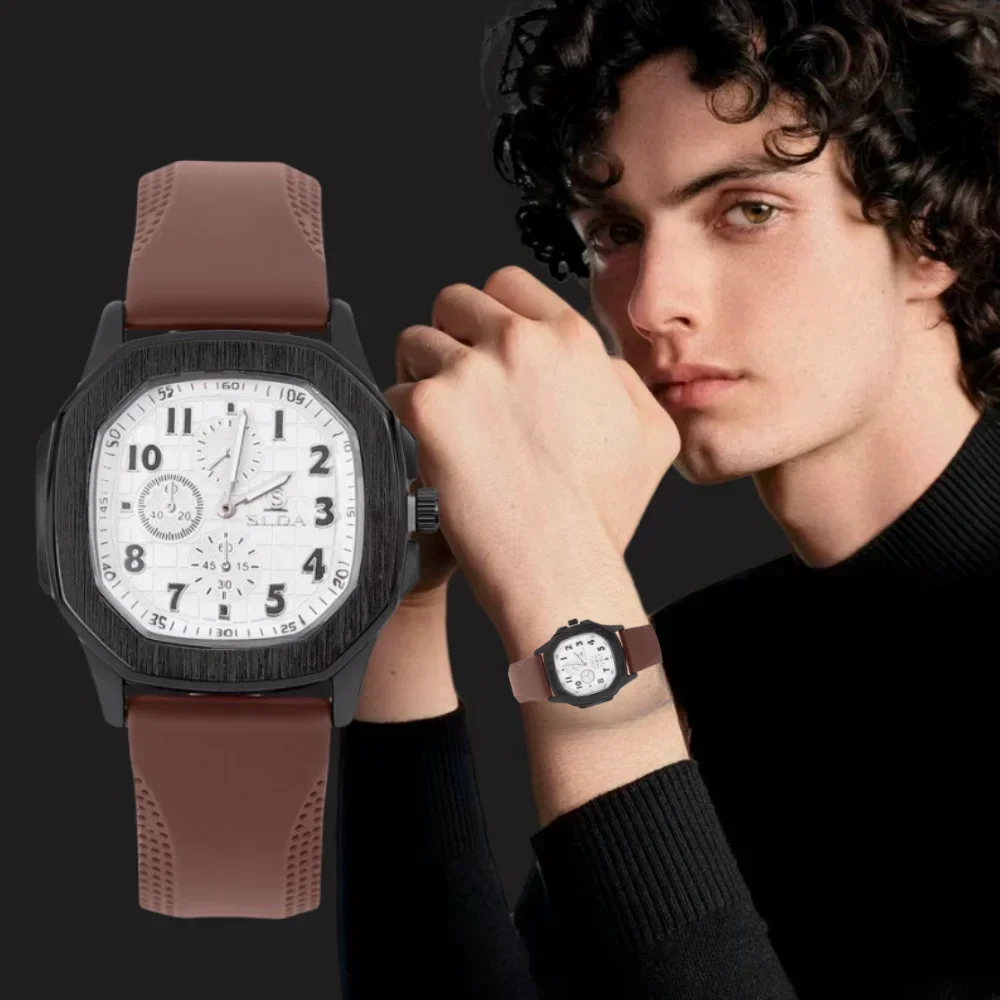 Niche Temperament Men's Watch New Arrivals Silicone Strap Quartz Watches Original Classic Square Mens Watches for Mens