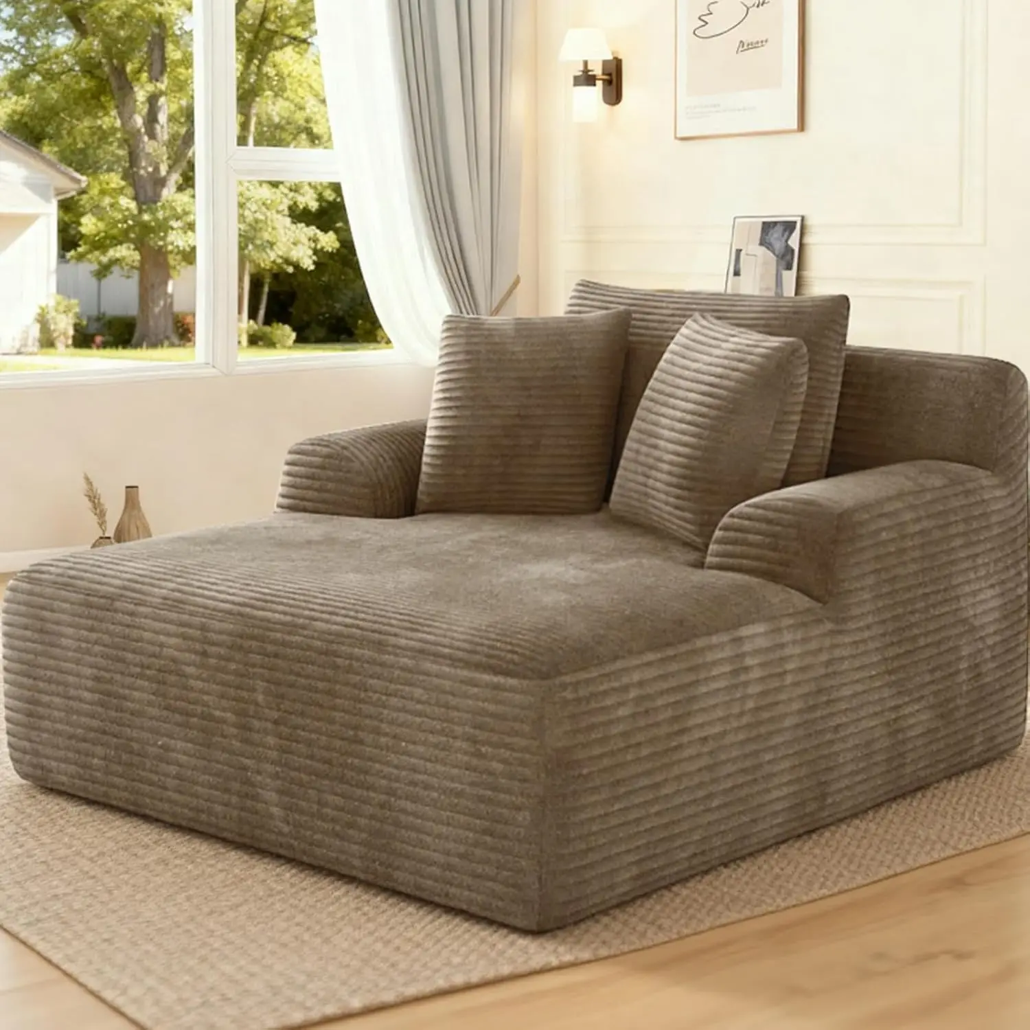 

66" Boneless Oversized Chaise ,Boneless Chaise Lounge Oversizeds Reading Chairs,Comfy Chaise Lounge Corduroy Oversized Chair