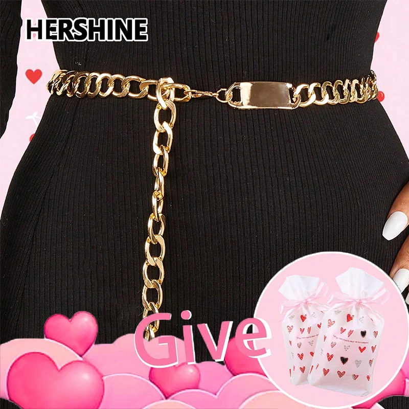 سلسلة خصر ذهبية عصرية للسيدات من HERSHINE قطعة واحدة مع حقيبة هدايا، مناسبة لفساتين المطابقة ومناسبة للحفلات