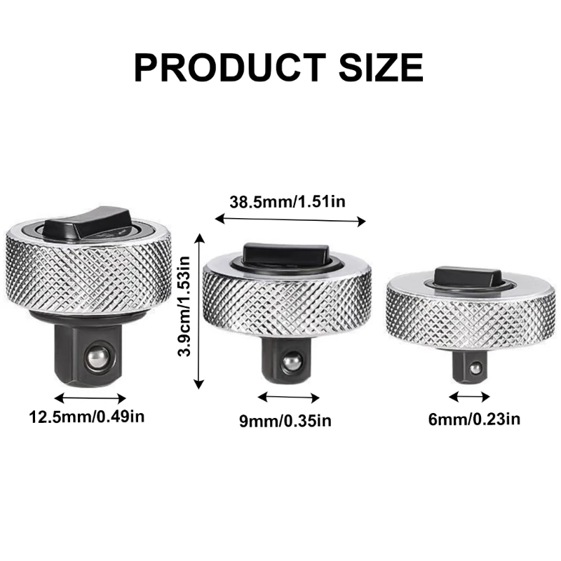 Набор мини-портативных ключей с храповым механизмом, 3 шт., 1/4, 3/8, дюйма, двусторонняя ручка