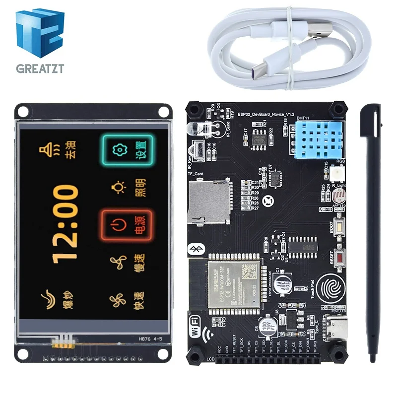 

ESP32 Development Board With CH340 3.2 Inch 240x320 Multi-Touch LCD Screen Built-In Bluetooth Wifi Temperature Humidity Sensor