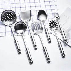 7PCS Full Set Stainless Steel Kitchen Utensils  Anti Scalding Handle  Cooking   Supplies  kitchen tools