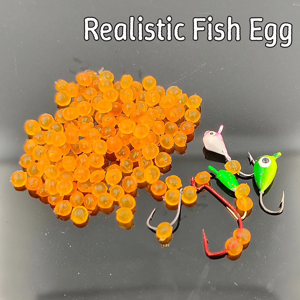 150 قطعة من طعم بيض سمك السلمون الناعم الواقعي لصيد الأسماك على الجليد والذبابة، صيد السمك النابض بالحياة لسمك السلمون المرقط، سمك السلمون، رأس فولاذي في المياه العذبة #1