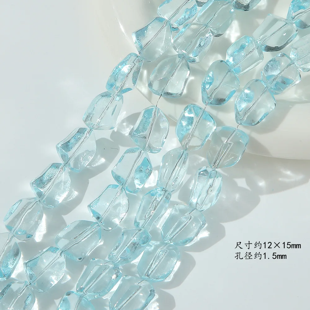10PCS 12x15MM Baroque Iridescent Transparent Glass Beads Loose Spacer Beads For Jewelry Making DIY Bracelet Necklace Accessories