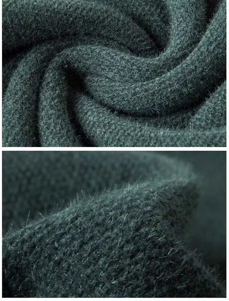 Original bestickter Strickpullover einer Modedesignermarke, heiß begehrt, warmes Herren-Samt-T-Shirt in reiner Farbe mit Rundhalsausschnitt für den Herbst. – Detail 14