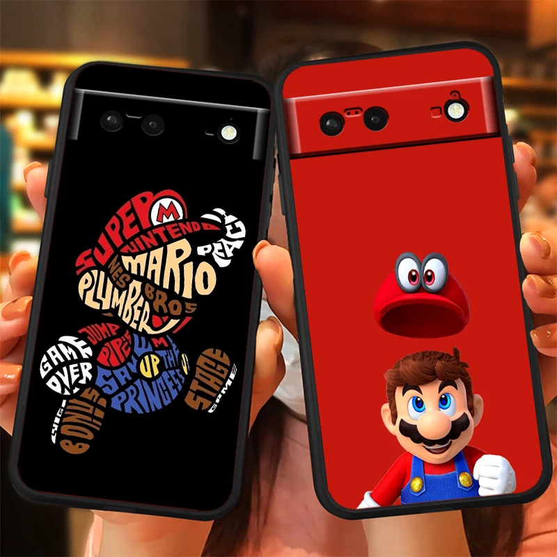 M-Marios Magic Super Cartoon For Google Pixel 9 8 7A 7 6A 6 5A 5 4 4A XL 5G Black Silicon Shockproof Shell Cover Phone Case