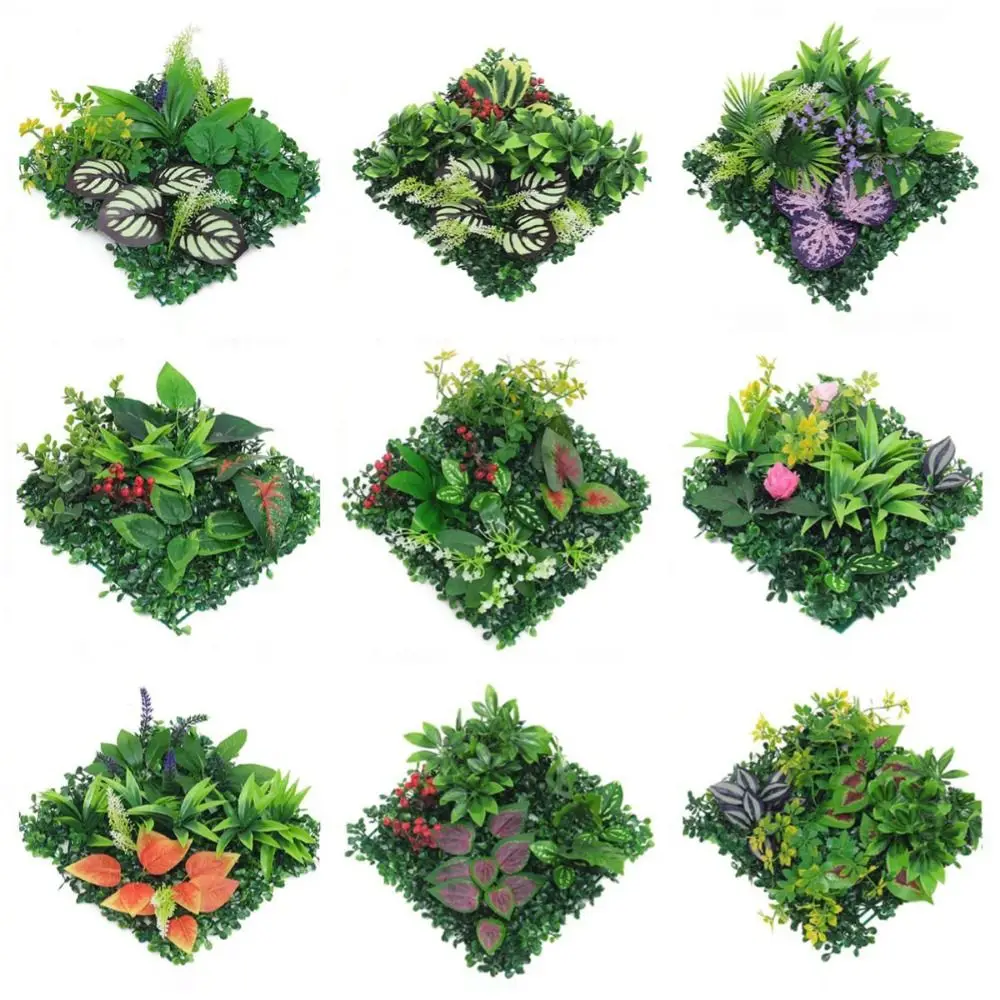 

DIY Artificial Plant Wall Panel Durable Eternal Life Artificial Eucalyptus Carpet No Watering 25*25cm Artificial Fern Grass