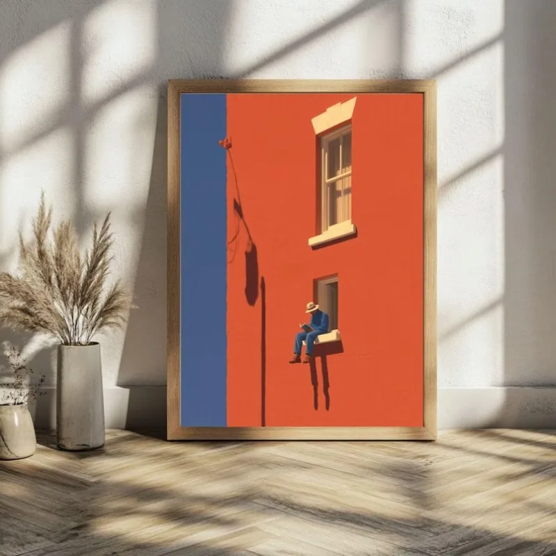 Vintage Minimalist Abstract Warm Sunny Figure Reading Book Aesthetic Poster Wall Art Pictures Canvas Painting Home Decor Gift
