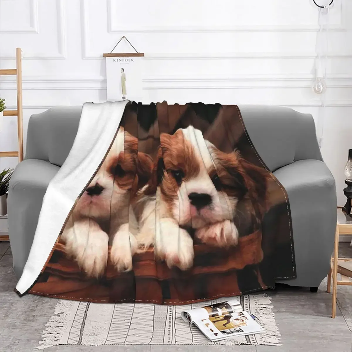 

Baby Blankets Cavalier King Charles Spaniel Coral Animal Fleece Plush Soft Throw Blankets for Bedding Bedroom Plush Thin Quilt