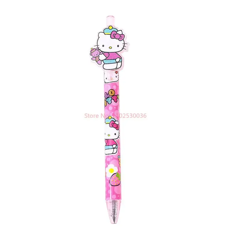 Creative Cute Cartoon Hello Kitty Acrylic Patch 0.5mm Press And Play Cartoon Design Gel Pen Student Supplies Signature Pen