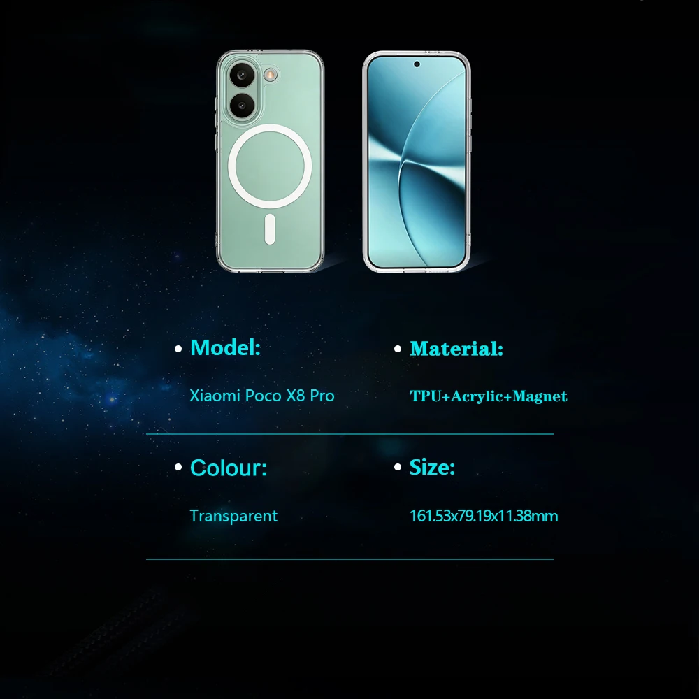 Für Poco X8 Pro Hülle Magnetische Hartschale TPU+PC Transparente Sturzsichere Handyhülle für Poco X8 Pro – Detail 10