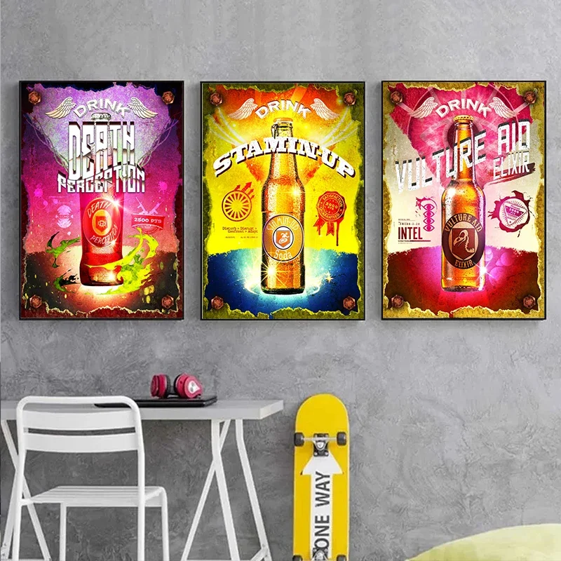 Video Game Call Of Duty Virtual Drinks Juggernog Soda Canvas Painting Abstract Wall Art For Gamer Home Room Decoration Cuadros