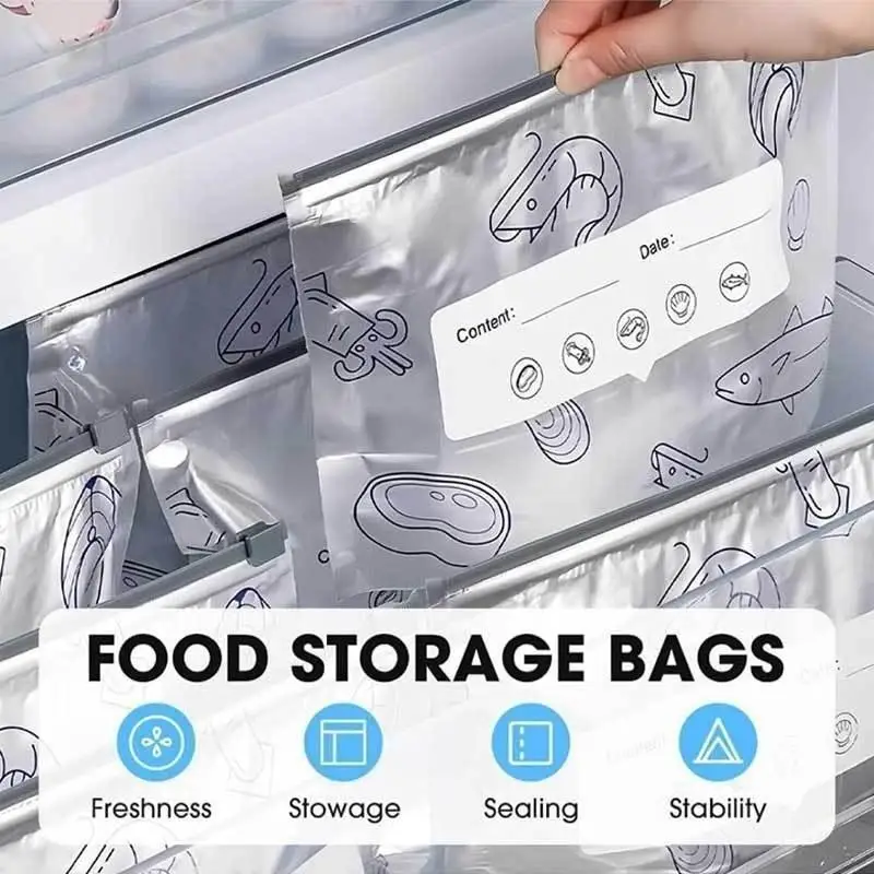30Pcs Aluminum Foil Food Storage Bag Resealable Zipper Pouch Freezer Air Fryer Liner Oven Sheet Cutter Kitchen Accessories Tool