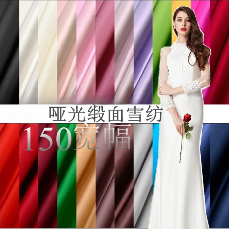 Elastic satin chiffon feels like silk wedding slip skirt shirt soft drop matte fabric