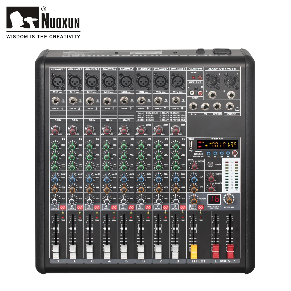 8 Channel  high quality mixing console professional digital audio