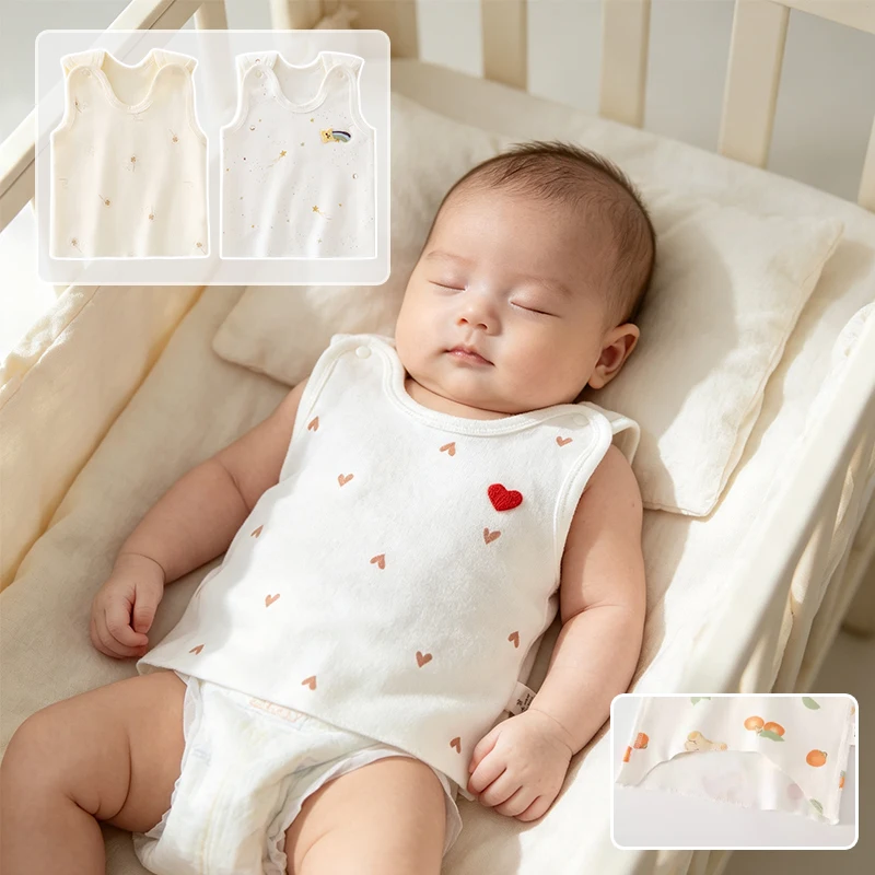 100% Pure Cotton Newborn Half Back Vest Soft Sleeveless Infant Undershirt Breathable Girl baby Boy Clothes 0-3 Months