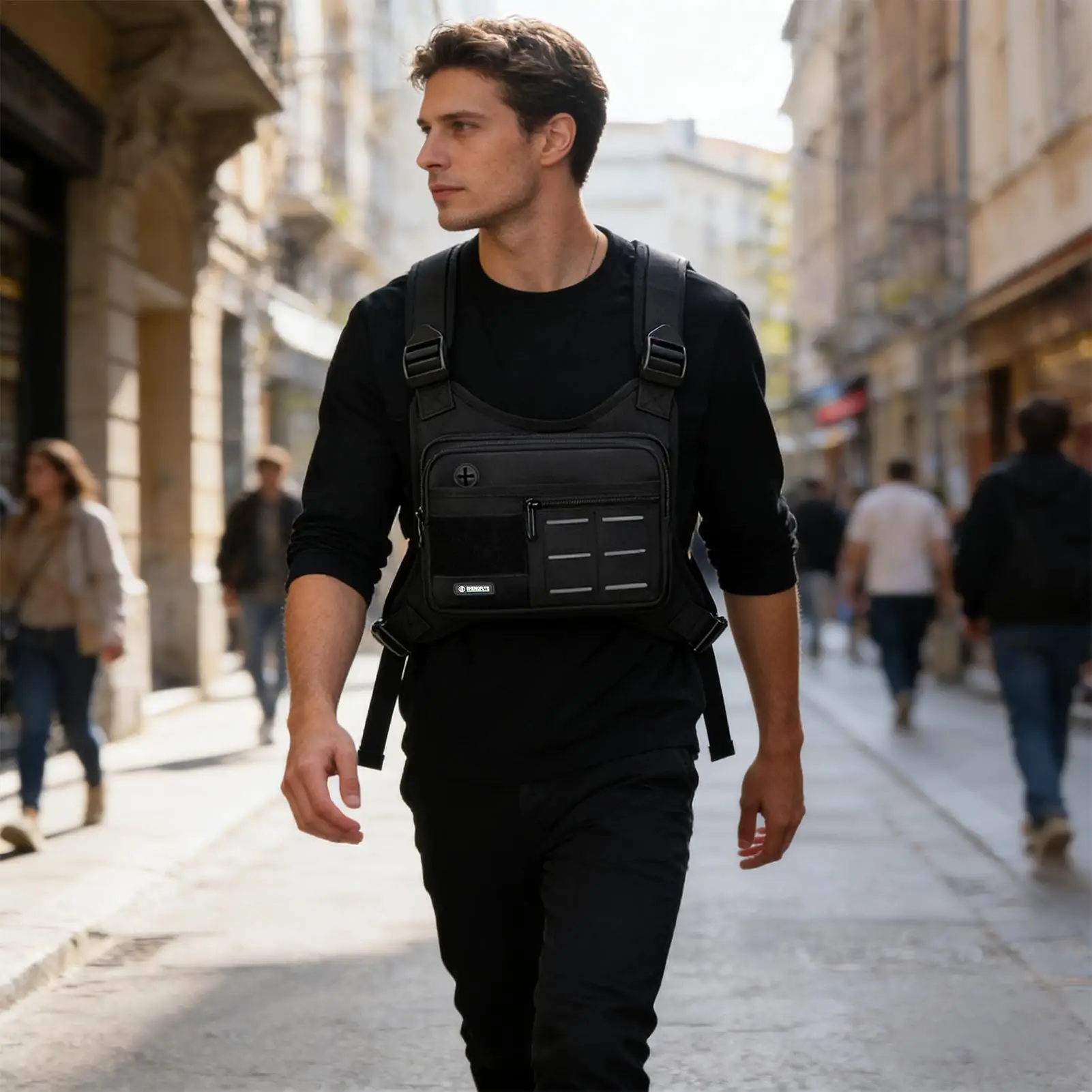 Chest Bag Adjustable Large Vest Outdoor Storage Holder Chest Bag For Women For Travel Running Hiking Gym Fishing Work