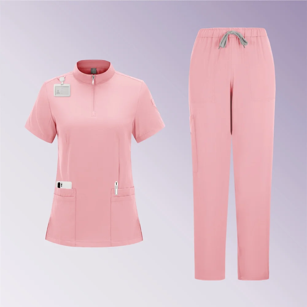 OP-Uniform für Damen, Krankenhaus-Apotheke, Arbeitskleidung, weiche und leicht schrubbende Sets, kurze Ärmel, Kleidung für den Schönheitssalon