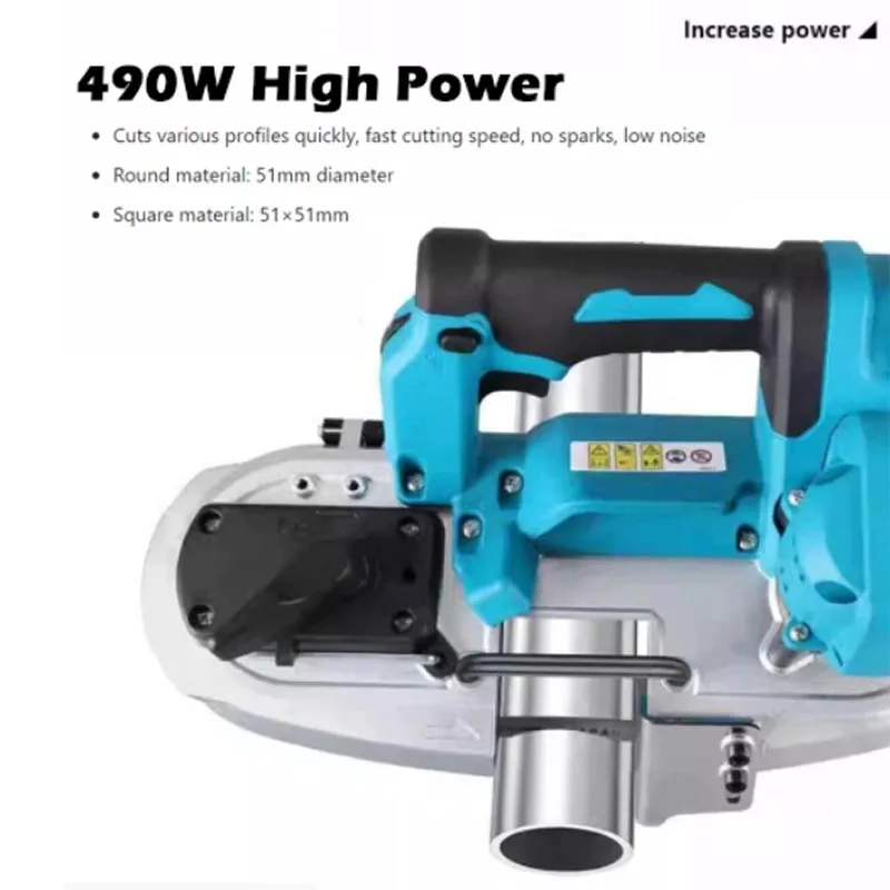 490W Portable Brushless Band Saw Wireless Power Saw Lithium Battery Handheld Metal Wood Cutting Tool 18V Cordless Cutting Machin