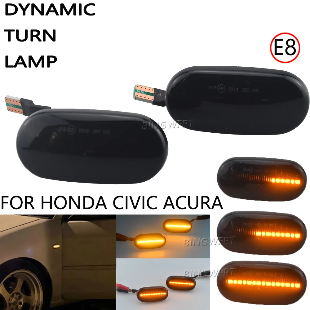 LED Dynamic Turn Signal Lamp For Honda Civic 1992-2005 Integra DC5 Type R Models 2002-2006 CR-V Odyssey 01-06 Marker Flash Light