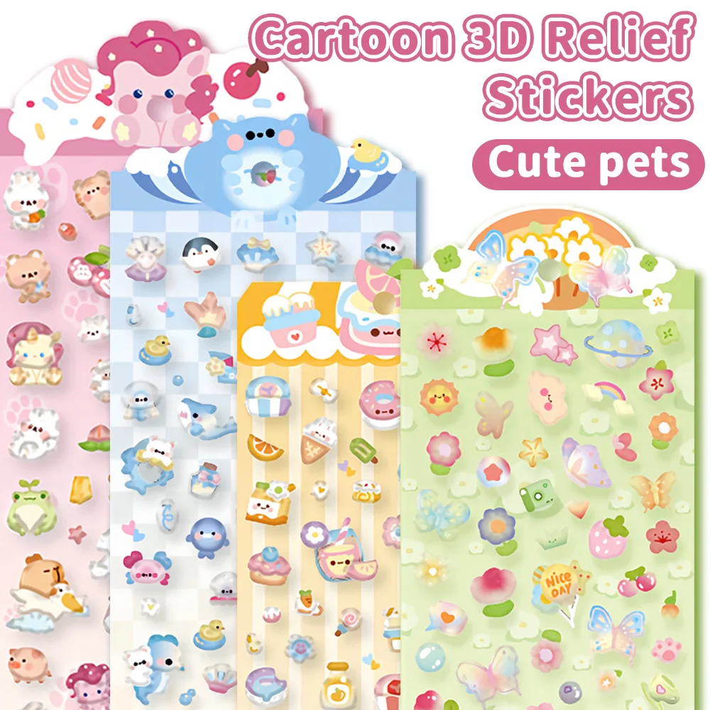 

7PCS 3D Relief Cartoon Stickers Cute Girl Decorative Nail Art Decals for Phone Case Scrapbook Laptop Decorations