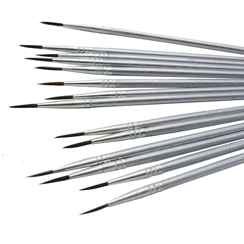 6 قطع/مجموعة قلم رسم فني رفيع مرسومة يدويًا # 0 # 00 # 000 فرشاة طلاء لوازم فنية فرشاة شعر نايلون قلم رسم #5