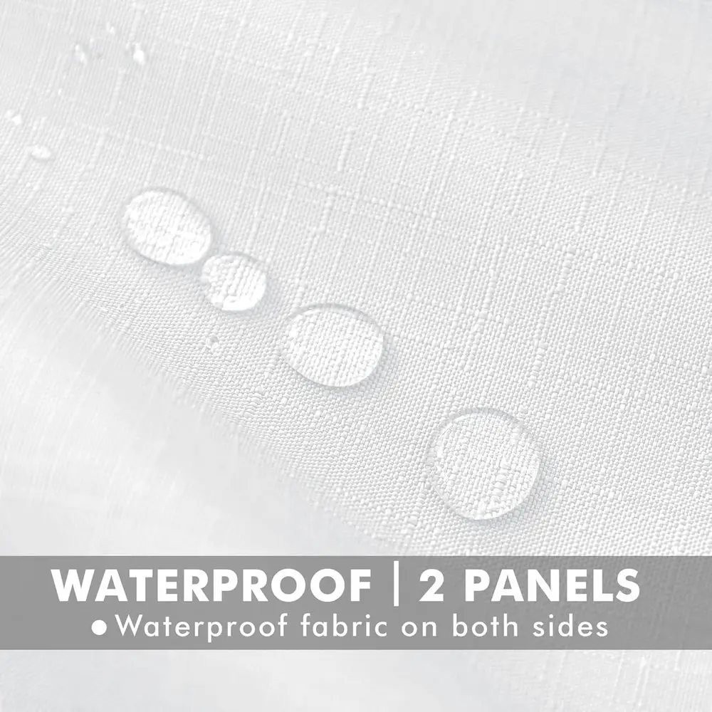 Waterdichte linnen terrasgordijnen, 54 W x 95 L, witte buitengordijnen voor pergola, veranda, tuinhuisje - weerbestendig privacy