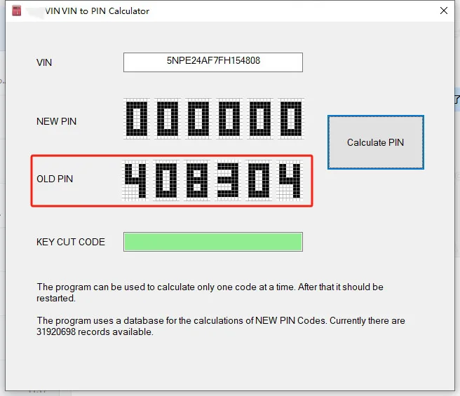 현대 기아 VIN에서 구형 PIN 코드 계산기 오프라인, 현대 VIN에서 PIN 코드 계산기