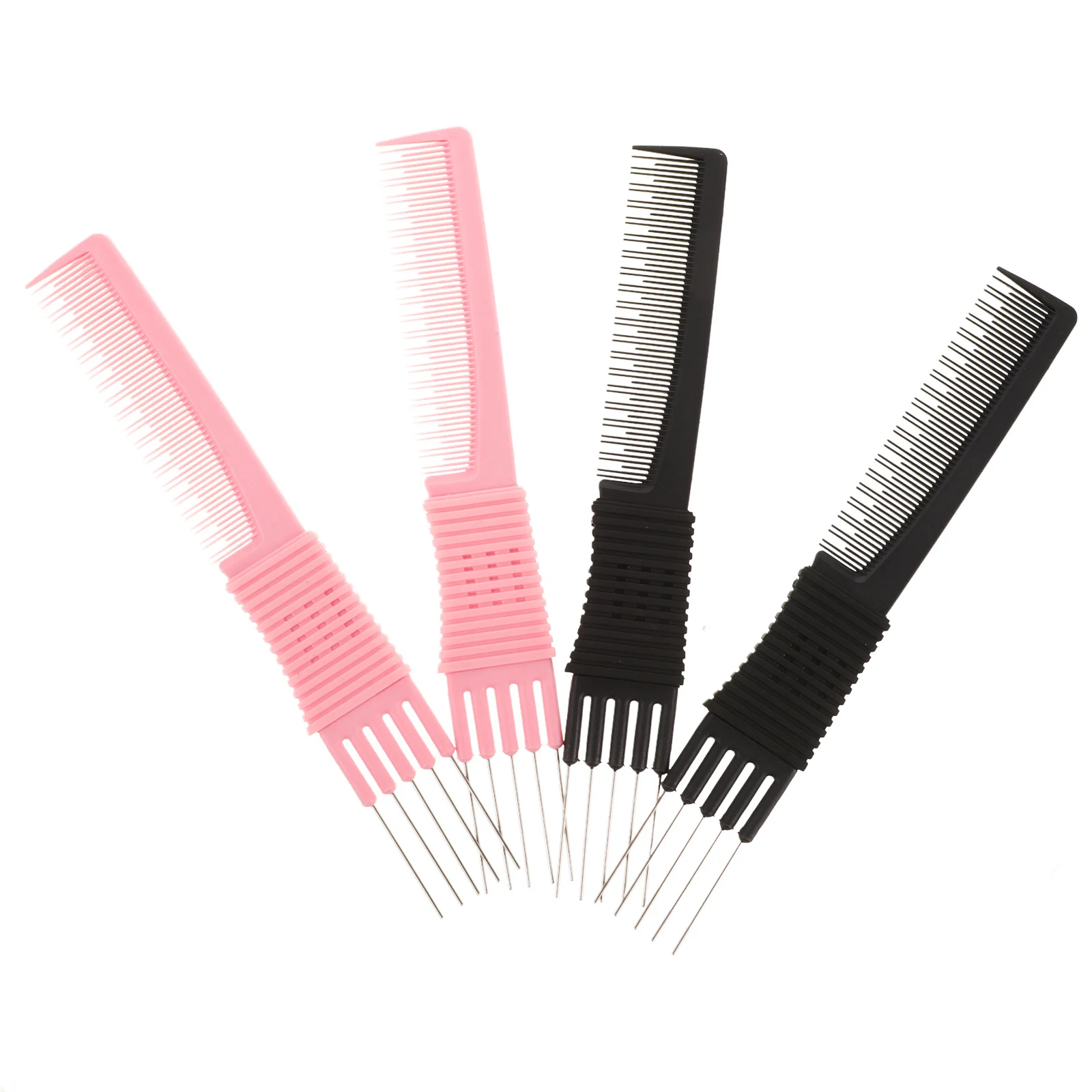 

4pcs Teasing Set Metal Tail For Parting Hair Carbon Fiber Styling Comb For Women Curl Styling Brush Barber Supplies Fine Tooth
