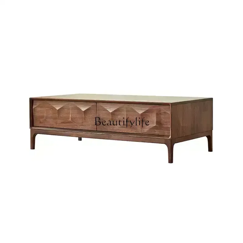 

Solid wood coffee table modern simple North American black walnut low table