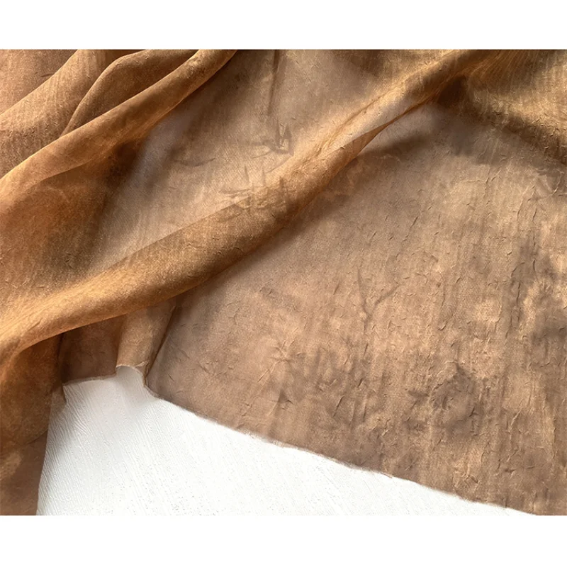 Brown Ink Bamboo Semi Transparent Sheer Retro Stir Fried Dress Cardigan Clothing Designer Fabric