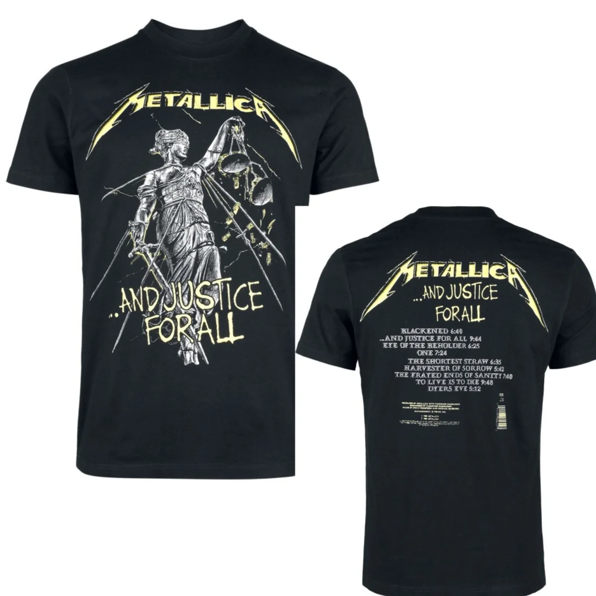 جديد...العدالة للجميع - تي شيرت Tracklist أسود من Metallica الراقية الفاخرة لكل من الرجال والنساء قميص Y2k 2026 الصيف #2