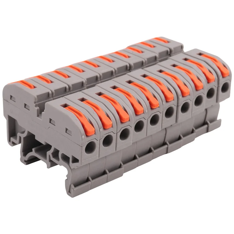 

2025 Hot Style 2X DIN Rail Terminal Blocks Kit, With Universal Compact Connectors, Connection Bar, Marker Strip, Screws, 28-12 A