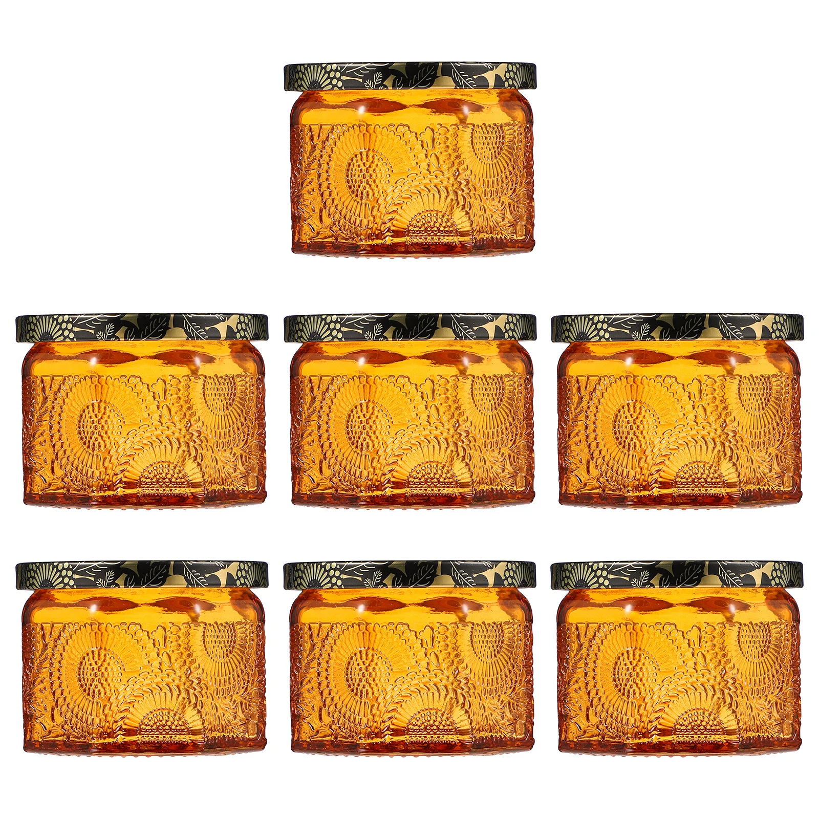 

7 Pcs for Making Craft Empty Jar Bulk Jars Embossed Glass Holder Candles
