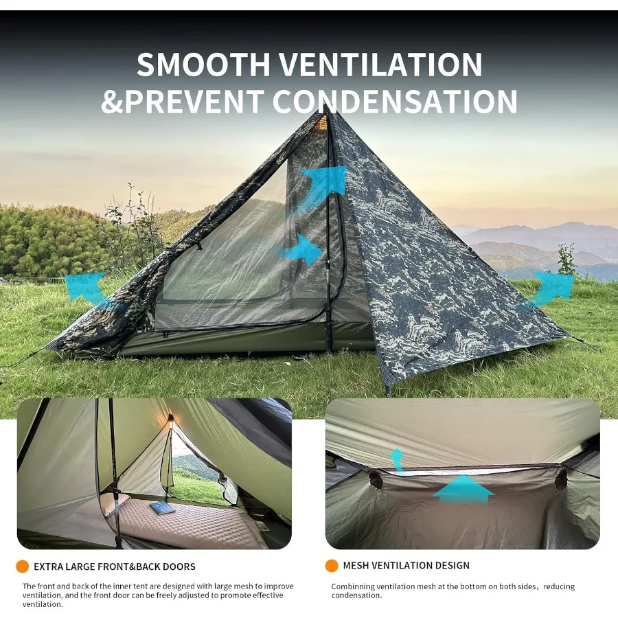 خيمة الظهر خفيفة الوزن خيمة التخييم 2 شخص خفيفة المشي لمسافات طويلة خيمة النايلون مقاوم للماء يندبروف سهلة الإعداد 4 الموسم