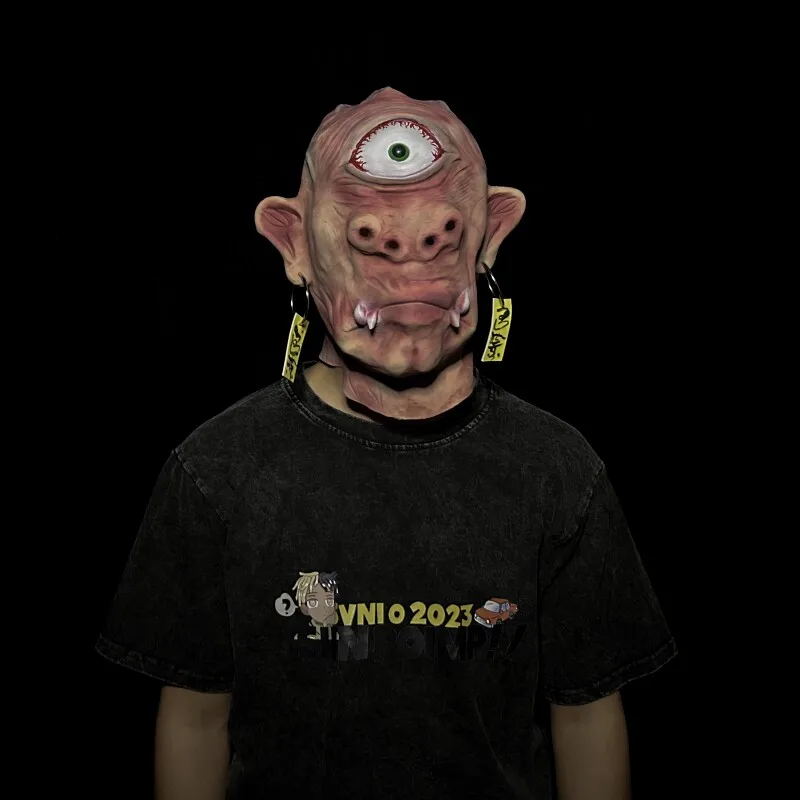 Creepy Cyclops Mask for Men Scary Giant Beasts Monster Latex Mask Halloween Themed Cosplay Party Props Haunted House