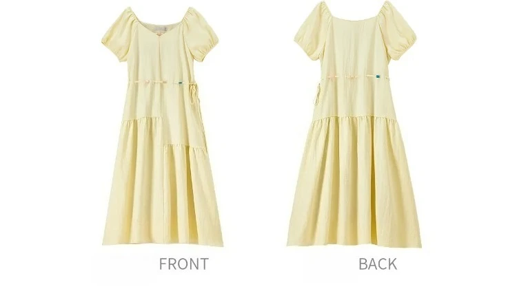 SENTUBILA Damen A-Linien-Kleid, weiß, V-Ausschnitt, asymmetrischer Schnitt, farblich abgesetzte Details, mit Perlen verziert, mit Bändern, kurze Puffärmel, Kleid 162LO5948 – Detail 31