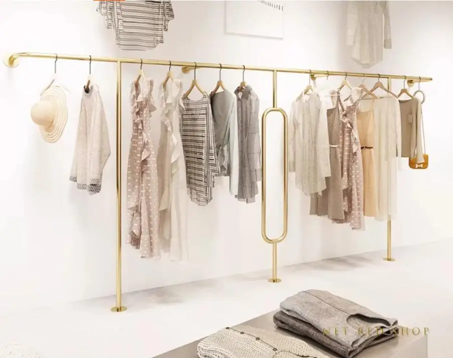 

Clothing store display racks, women's clothing store shelves, clothes racks, wall hangers