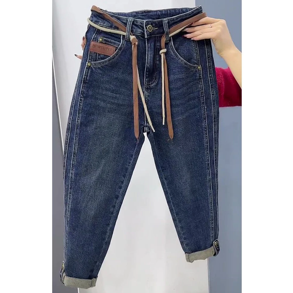 High Waist Harlan Jeans Women's Spring Autumn New Large Size Sister Pear Shape Loose Haren Jeans Denim Pants 4XL