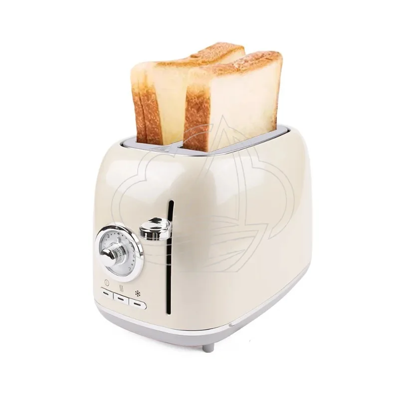 Stainless Steel Electric Toaster, 2 Slices Slot Breakfast Baking Machine, Timer Design for Toast Sandwich Making