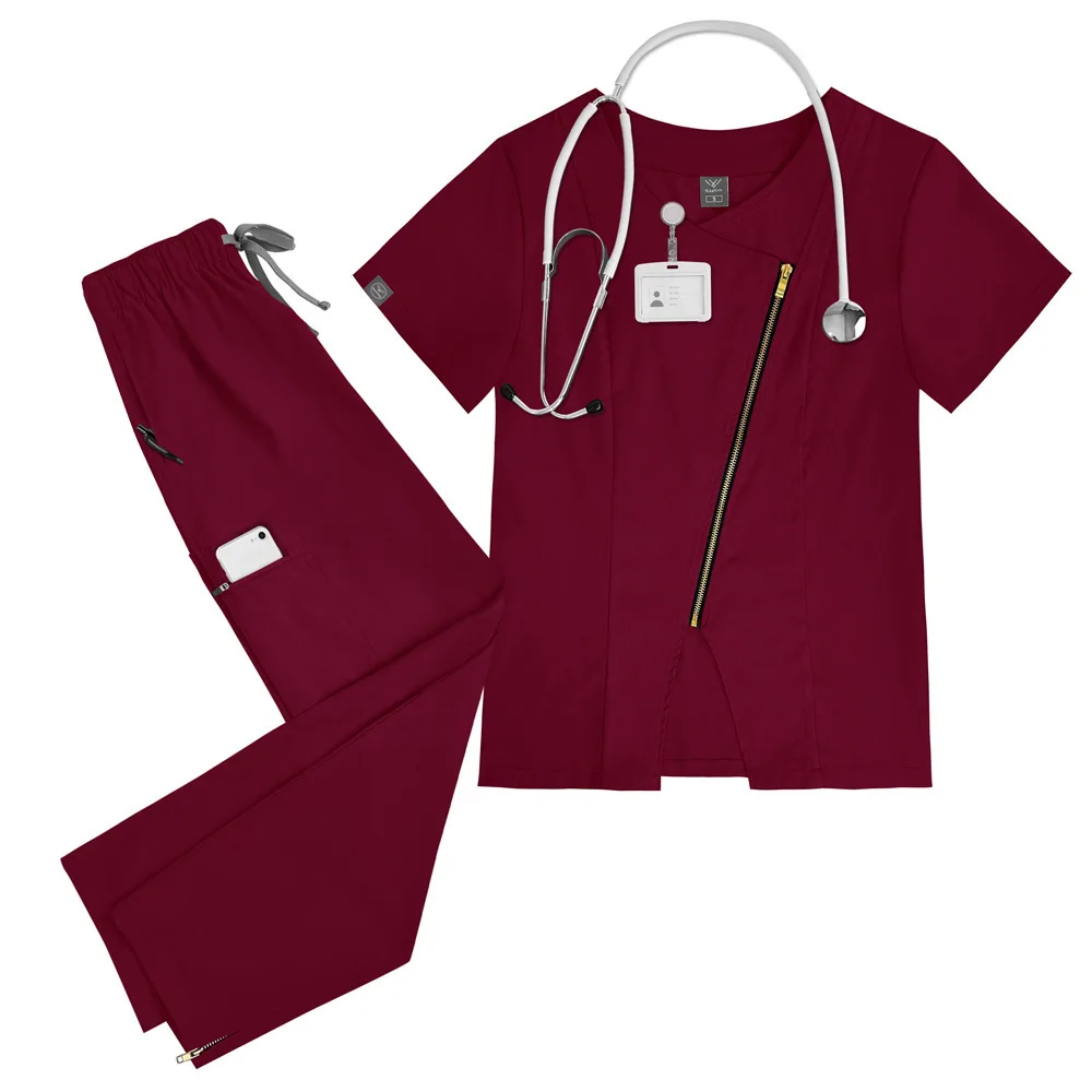 

42034 Shampoo Shop Nurse Uniform SPA Beauty Salon Workwear Dental Scrub Handwashing Suit Set For Women
