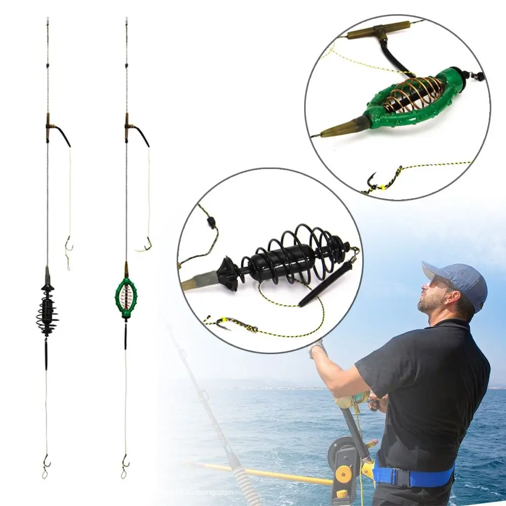 

1PC Carp Fishing Bait Cage Line Group Feeder Sinker String Hook Fishing Bait Basket For Fishing Set Spring Tool