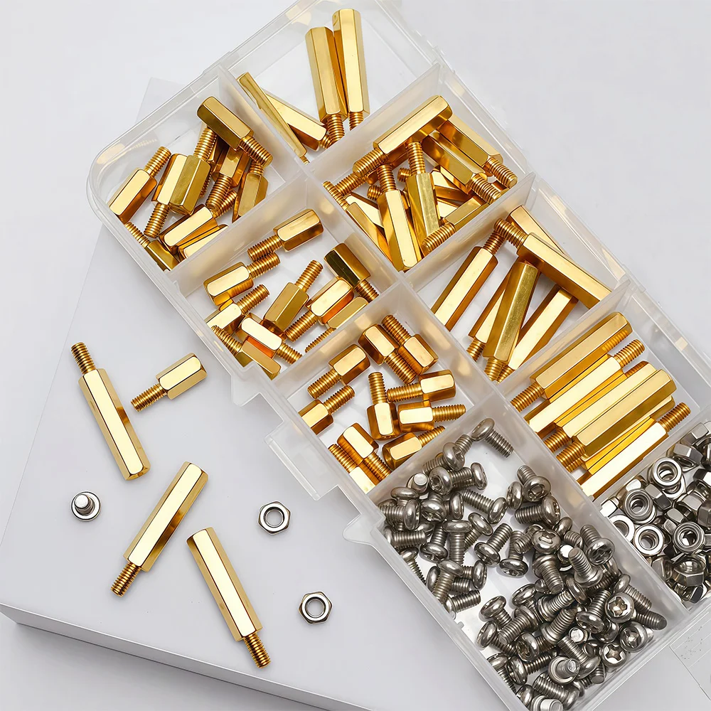 

Hex Brass Standoff M2 M2.5 M3 M4 PCB Motherboard Spacer Screws Nuts Thread Pillar Mount Male Female Spacer Bolts Assortment Kit