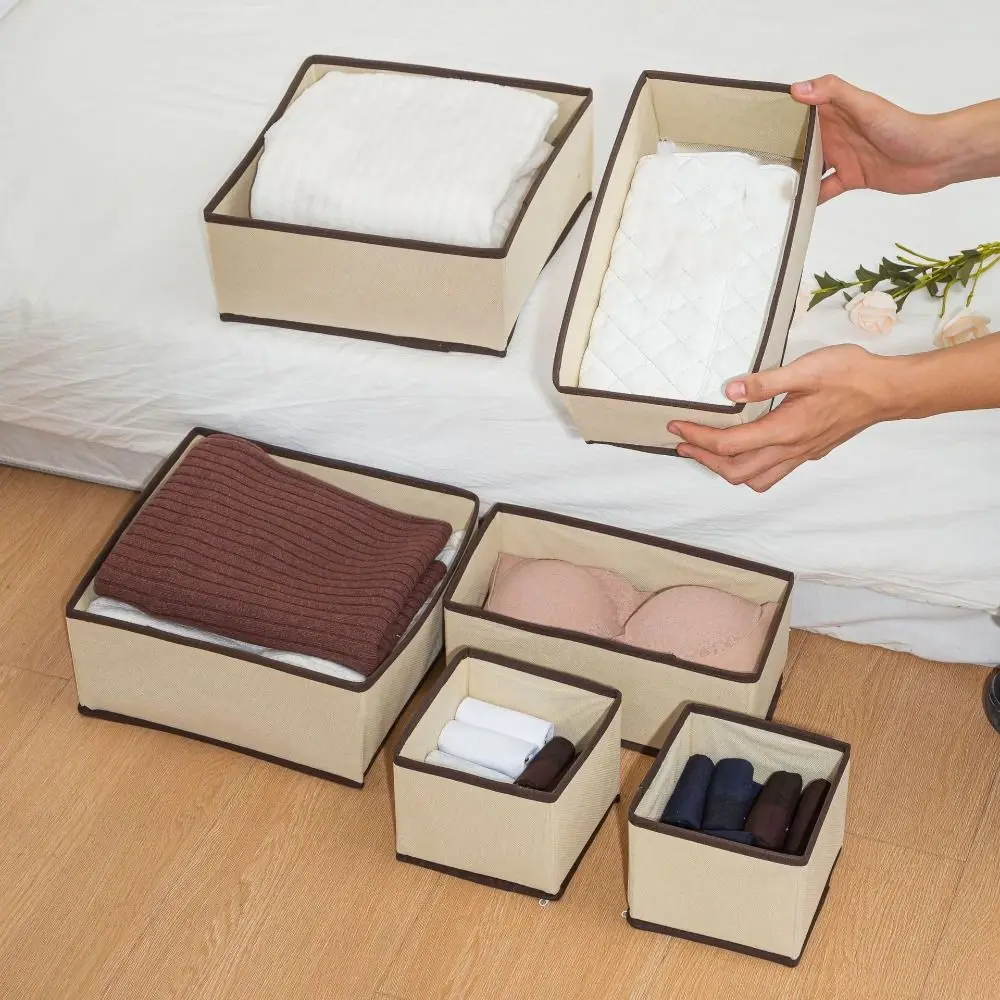 

Non-Woven Underwear Storage Box Foldable Breathable Bra Storage Boxes Space Saving Without Lid Underwear Organizer Travel